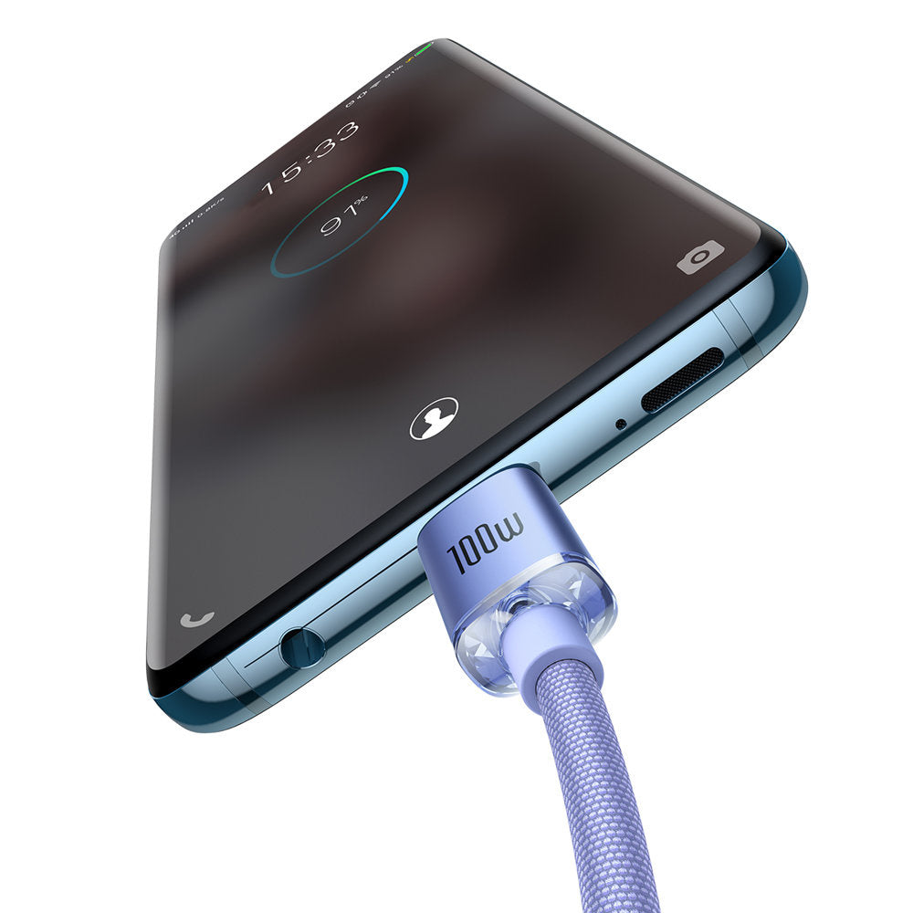Baseus Crystal Shine Series Kabel USB-C – USB-C PD QC 100W 5A 480 Mb/s 2m