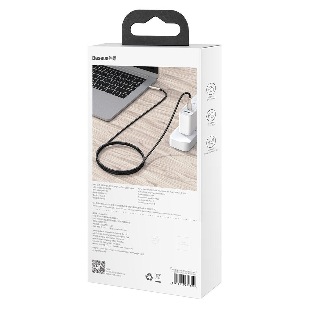 Kabel Baseus Cafule Series Metal Data USB-C / USB-C PD QC SCP 100W 5A 1 m