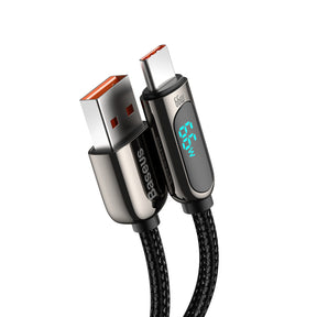 Kabel Baseus Display Fast Charging Data USB-A / USB-C 66W 1 m