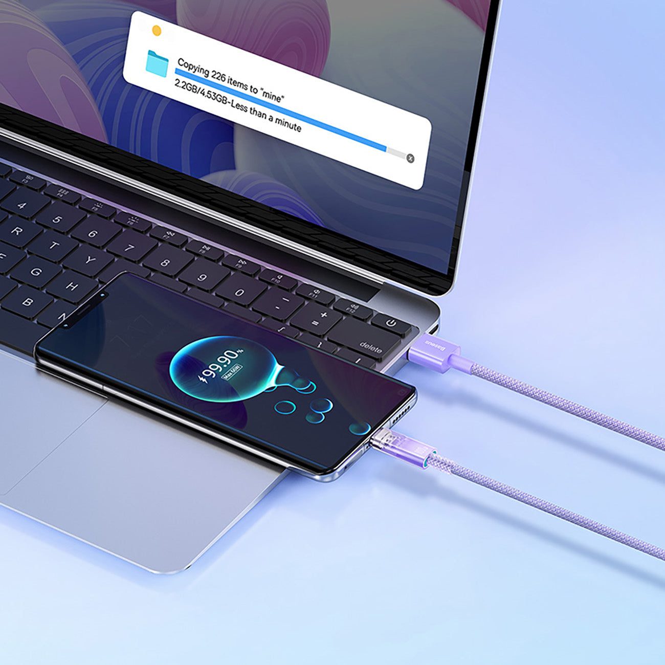 Kabel Baseus Explorer 100W USB-A - USB-C z inteligentnym czujnikiem temperatury 1m