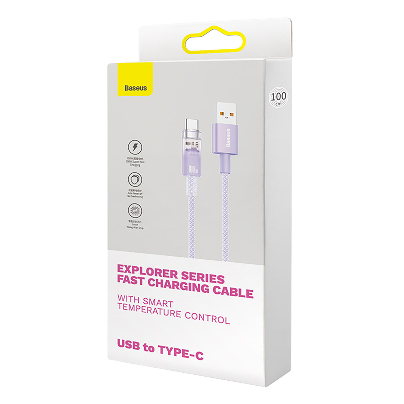 Kabel Baseus Explorer 100W USB-A - USB-C z inteligentnym czujnikiem temperatury 1m
