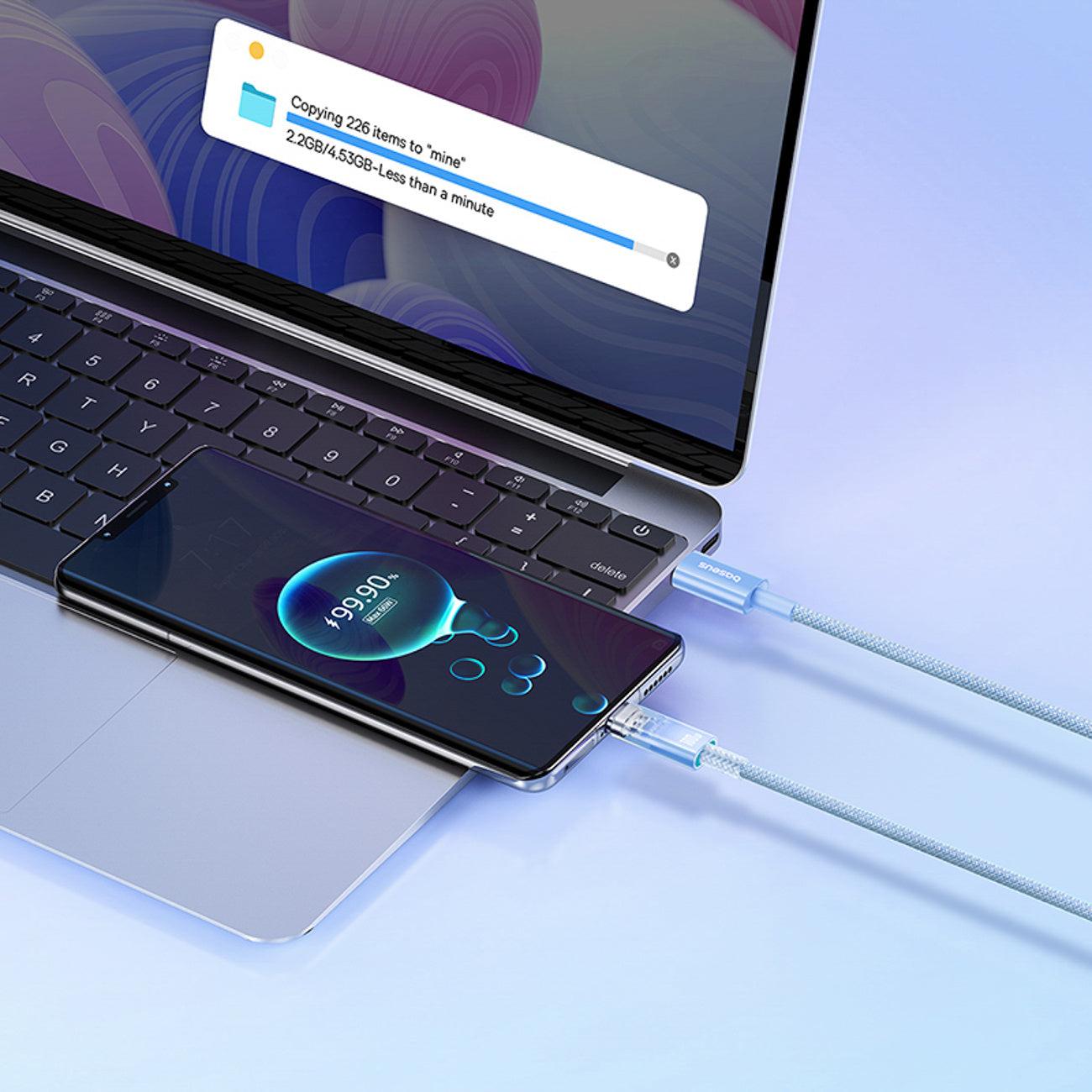Baseus Explorer Kabel USB-C – USB-C z inteligentnym czujnikiem temperatury 100W 1m
