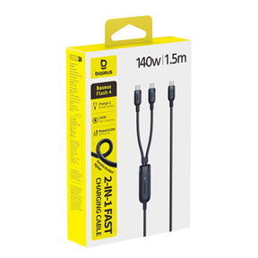 Kabel Baseus Flash 4 140W 2w1 USB-C do USB-C + USB-C 1.5 m