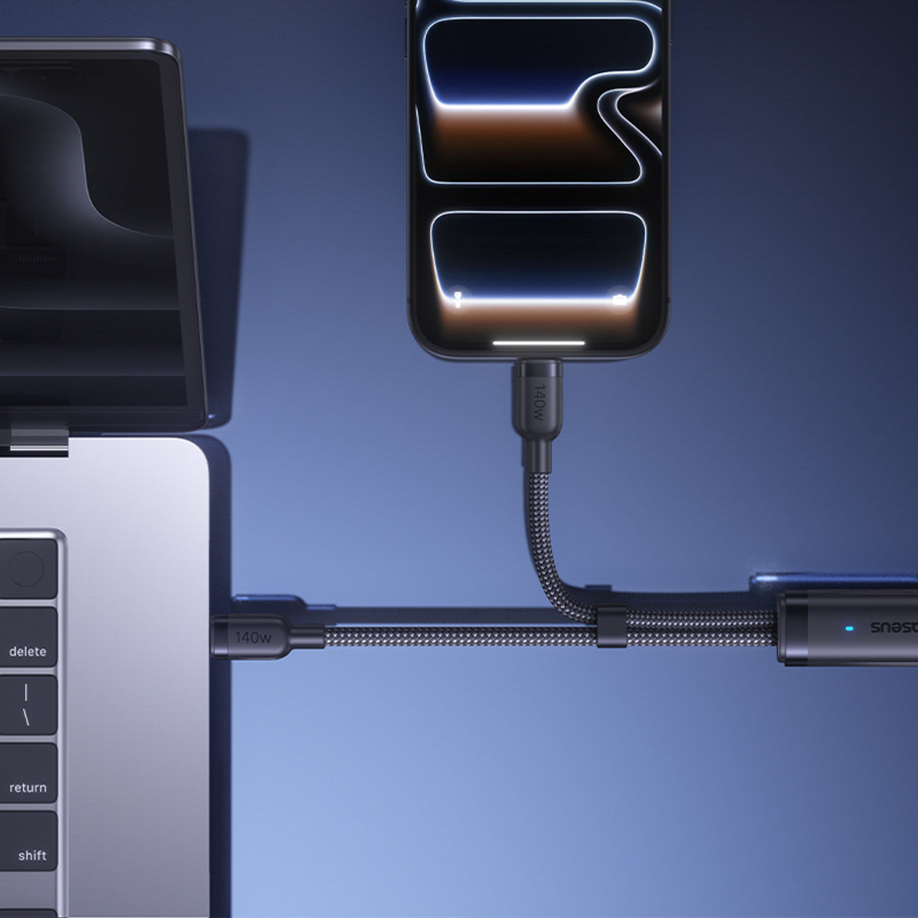 Kabel Baseus Flash 4 140W 2w1 USB-C do USB-C + USB-C 1.5 m