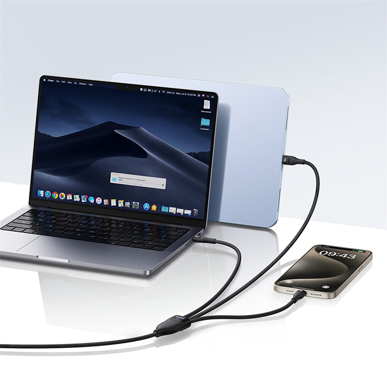 Baseus Flash Series 3 100W Kabel 3w1 USB-C - 3xUSB-C 1,5m