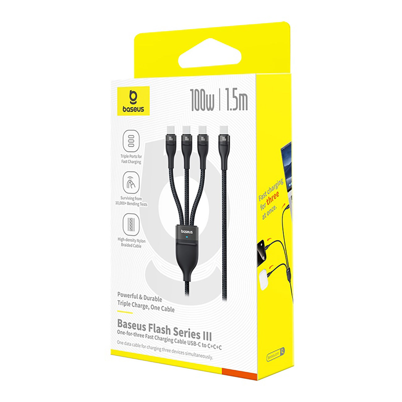 Baseus Flash Series 3 100W Kabel 3w1 USB-C - 3xUSB-C 1,5m