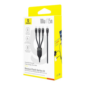 Baseus Flash Series 3 100W Kabel 3w1 USB-C - 3xUSB-C 1,5m