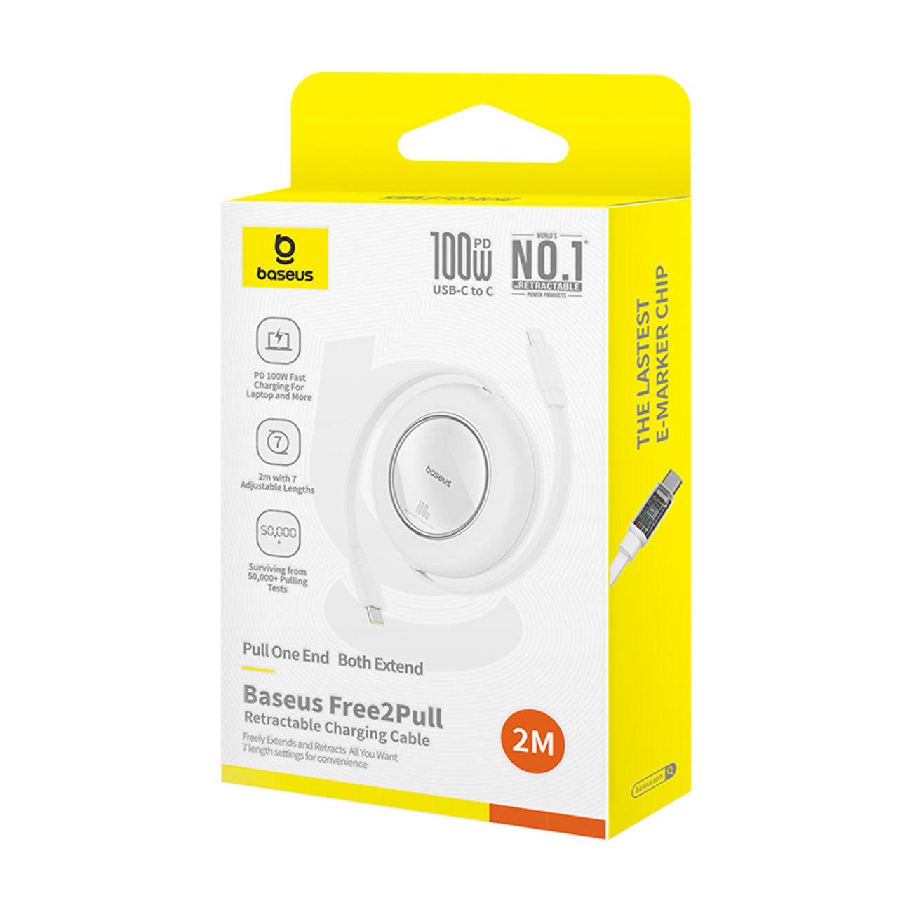 Baseus Free2Pull Mini Kabel zwijany USB-C - USB-C 100W 2m
