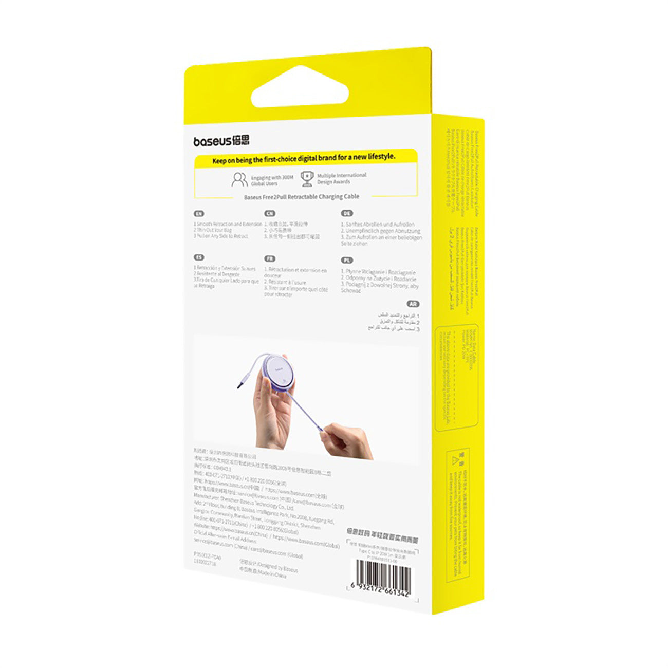 Baseus Free2Pull Kabel zwijany USB-C / Lightning 20W 1m