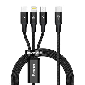Kabel Baseus Rapid Series 3w1 USB-C - USB-C / Lightning / micro USB 20W PD 1.5m