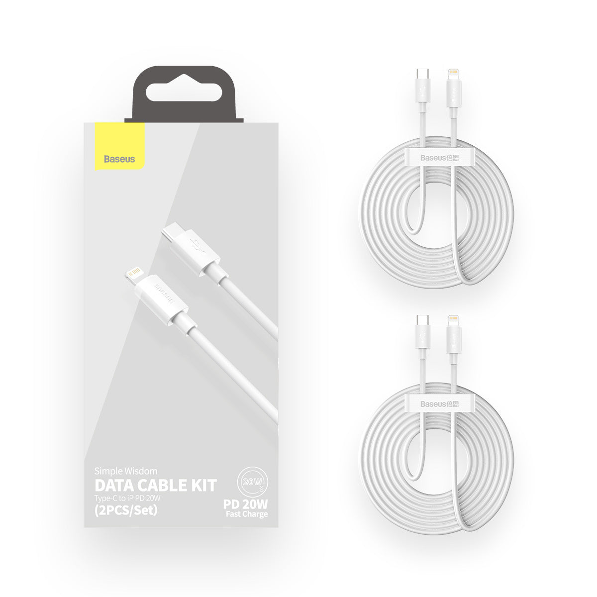 Baseus Simple Wisdom Kabel Lightning / USB-C 20W 1,5 m 2 szt.