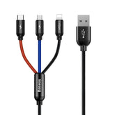 Kabel Baseus Three Primary Colors 3w1 USB-A - micro USB / Lightning / USB-C 3.5A 0,3 m