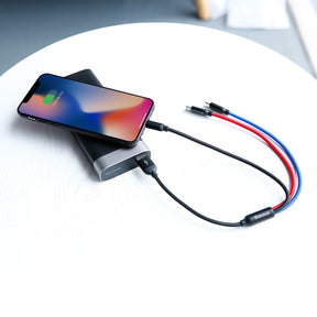 Kabel Baseus Three Primary Colors 3w1 USB-A - micro USB / Lightning / USB-C 3.5A 0,3 m
