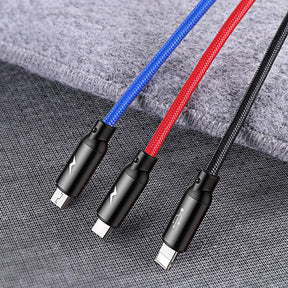 Baseus Three Primary Colors Kabel 3w1 USB-A - micro USB / Lightning / USB-C 3.5A 1,2 m