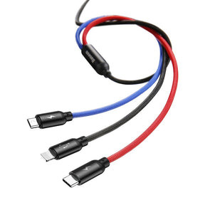 Baseus Three Primary Colors Kabel 3w1 USB-A - micro USB / Lightning / USB-C 3.5A 1,2 m