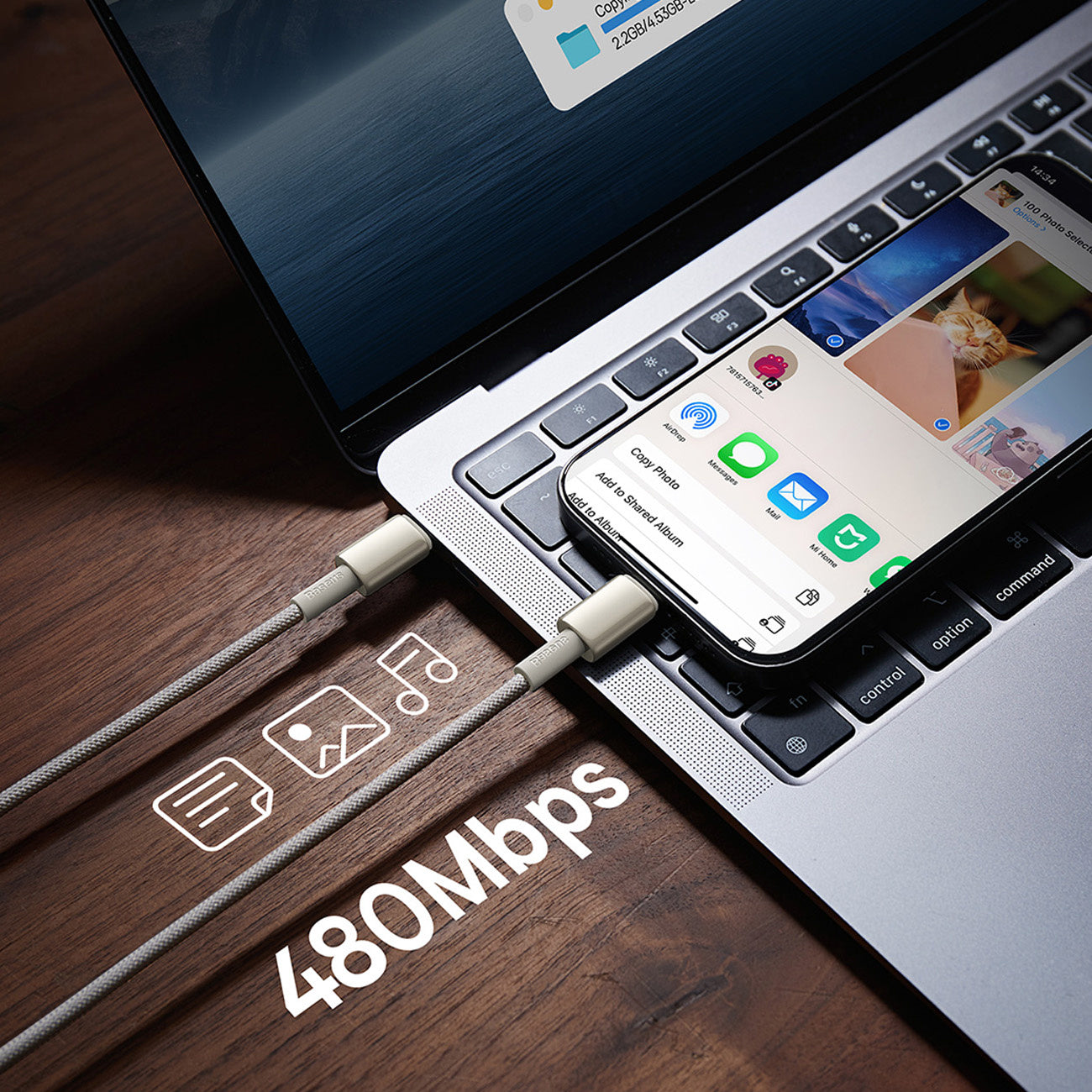 Kabel Baseus Tungsten Gold USB-C / USB-C 100W 2m