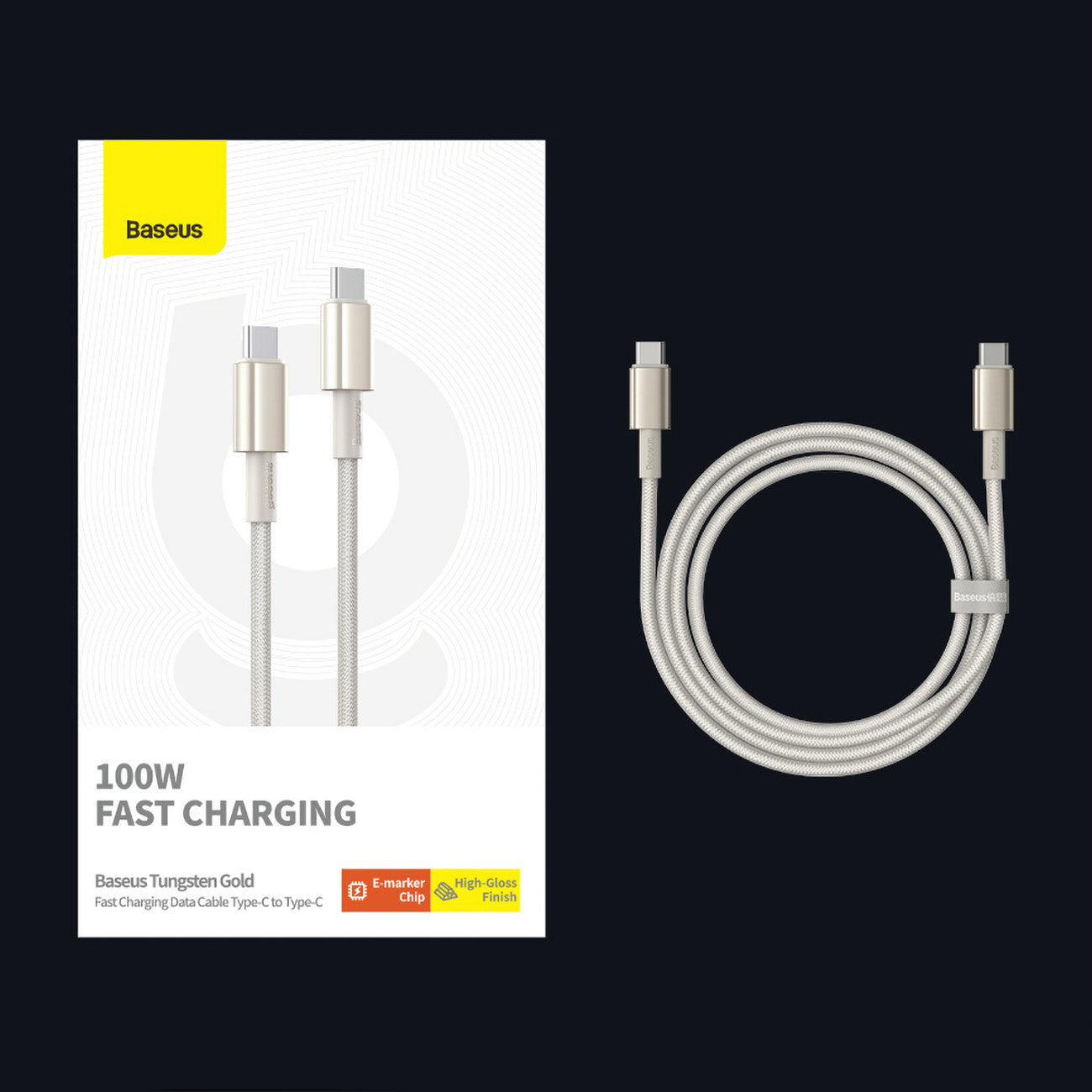 Kabel Baseus Tungsten Gold USB-C / USB-C 100W 2m