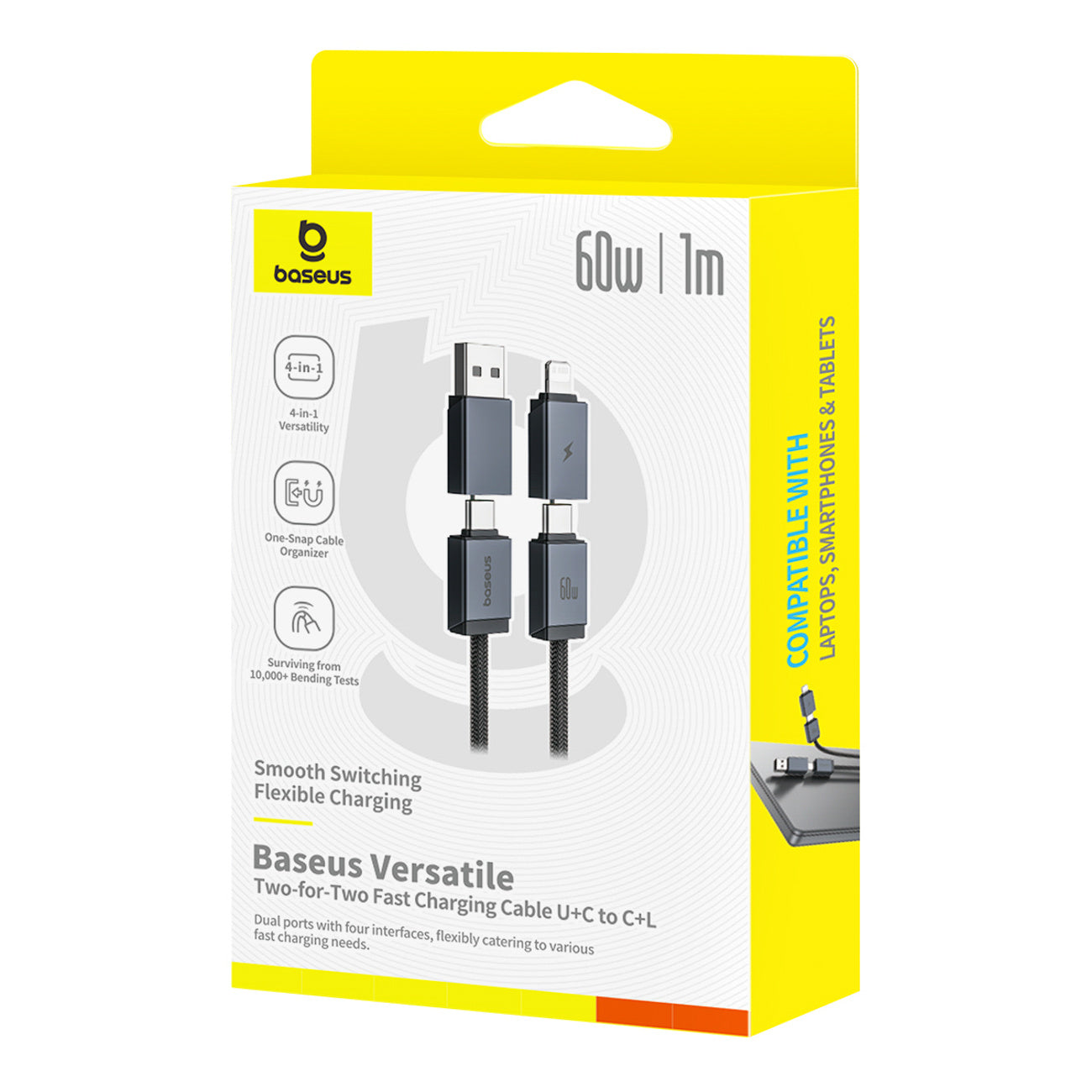 Baseus Versatile 60W Kabel USB-C – USB-C z adapterami USB-A i Lightning 1 m