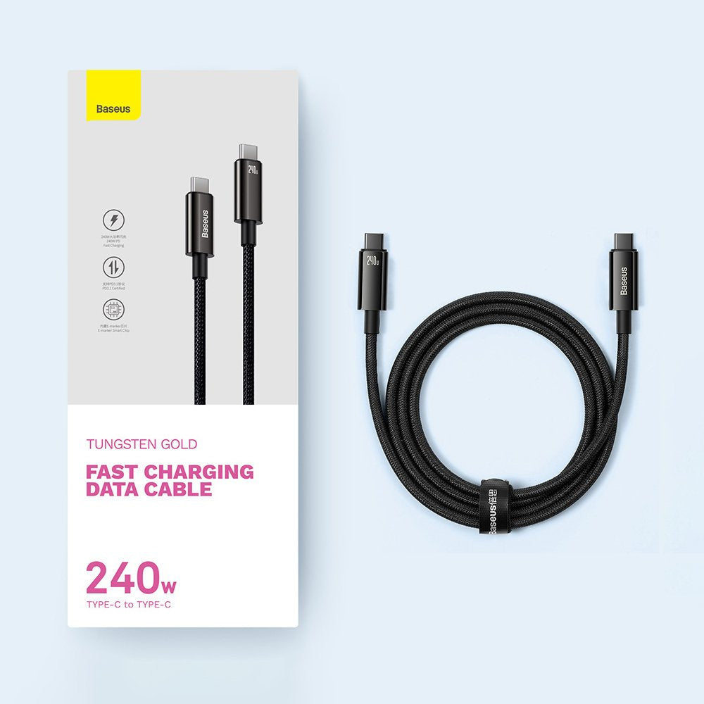 Baseus Tungsten Gold Kabel USB-C – USB-C 480 Mb/s 240 W 3 m