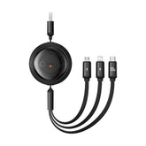 Baseus Free2Draw Retractable Crystal Kabel zwijany 100W 3w1 USB-A - MicroUSB/Lightning/USB-C 1,1m