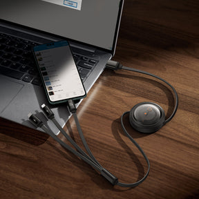 Baseus Free2Draw Retractable Crystal Kabel zwijany 100W 3w1 USB-A - MicroUSB/Lightning/USB-C 1,1m