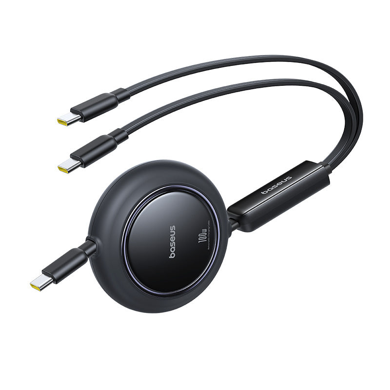 Baseus Free2Pull Mini Kabel zwijany 100W 3w1 USB-C - 2xUSB-C 1.2m