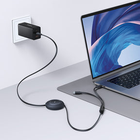 Baseus Free2Pull Mini Kabel zwijany 100W 3w1 USB-C - 2xUSB-C 1.2m