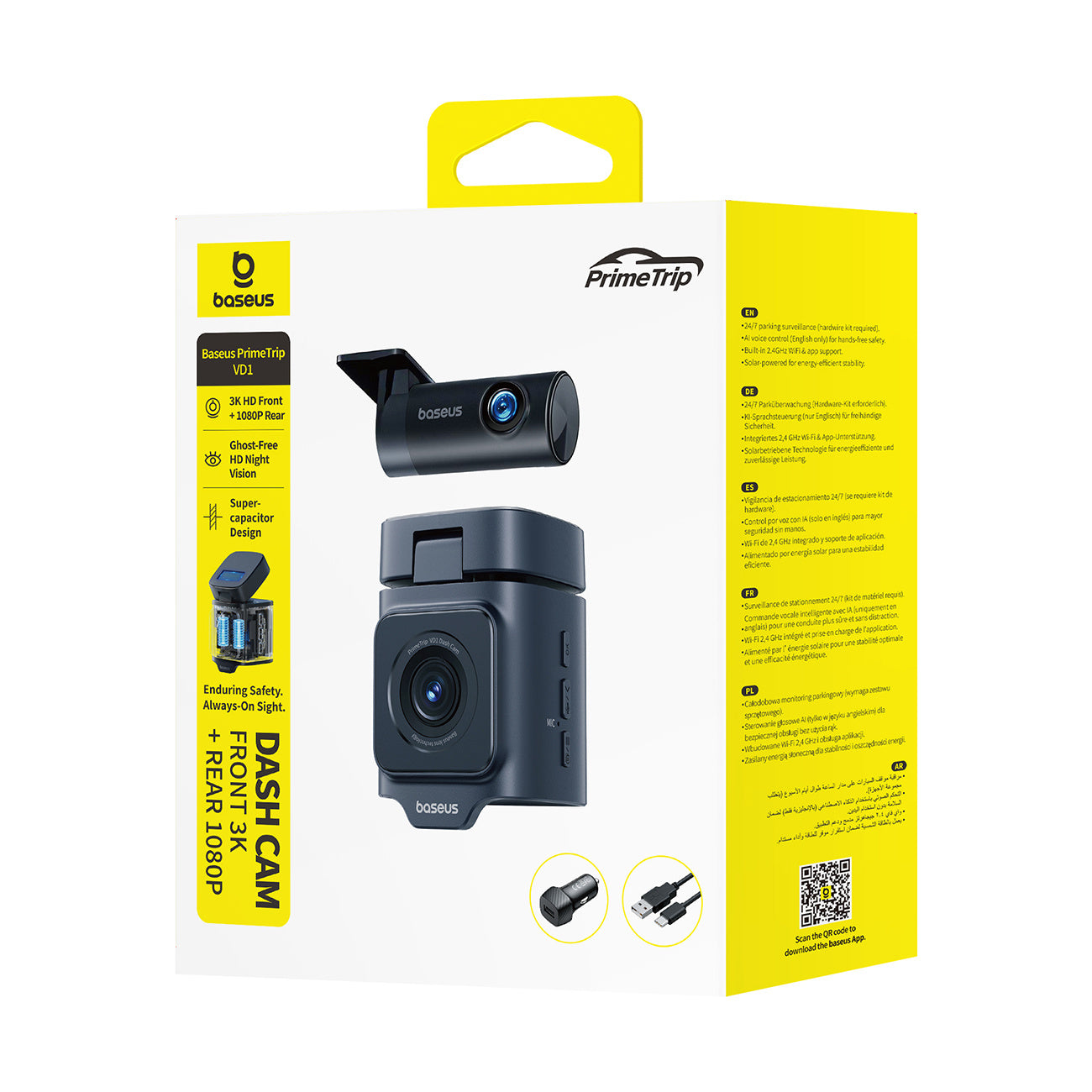 Baseus PrimeTrip VD1 Kamera samochodowa wideorejestrator 2K+1080p