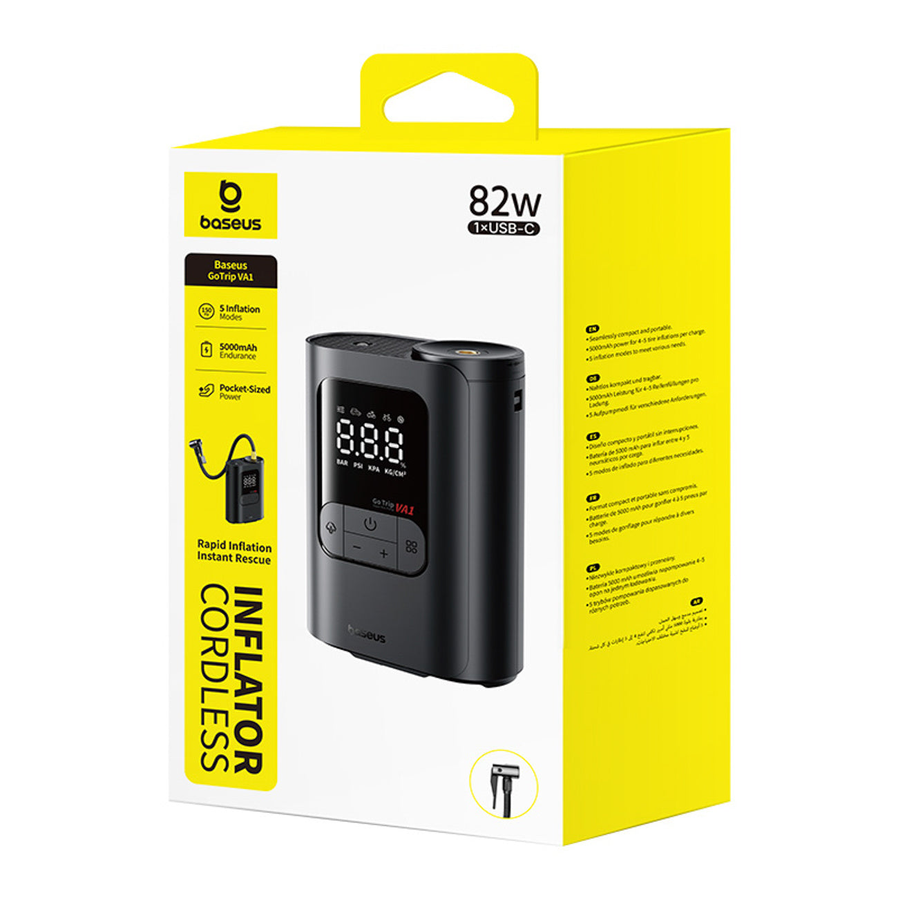 Kompresor bezprzewodowy Baseus GoTrip VA1 Super Mini z 3 końcówkami