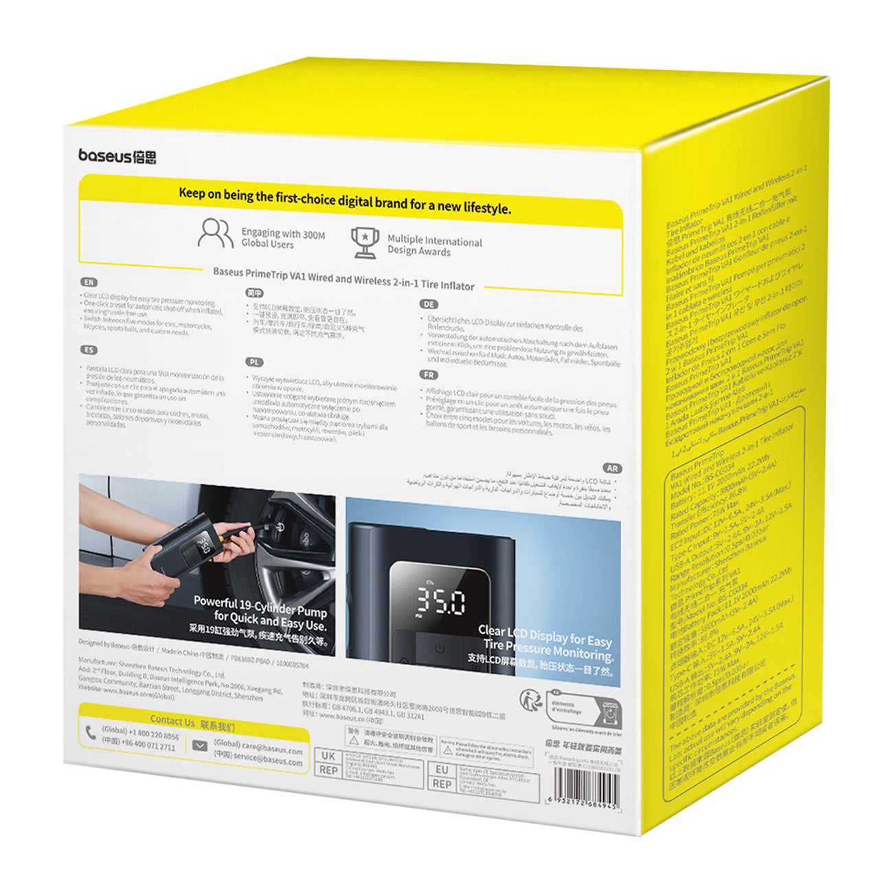 Baseus PrimeTrip VA1 Kompresor do opon 75W 2w1 z latarką i powerbankiem 6000mAh