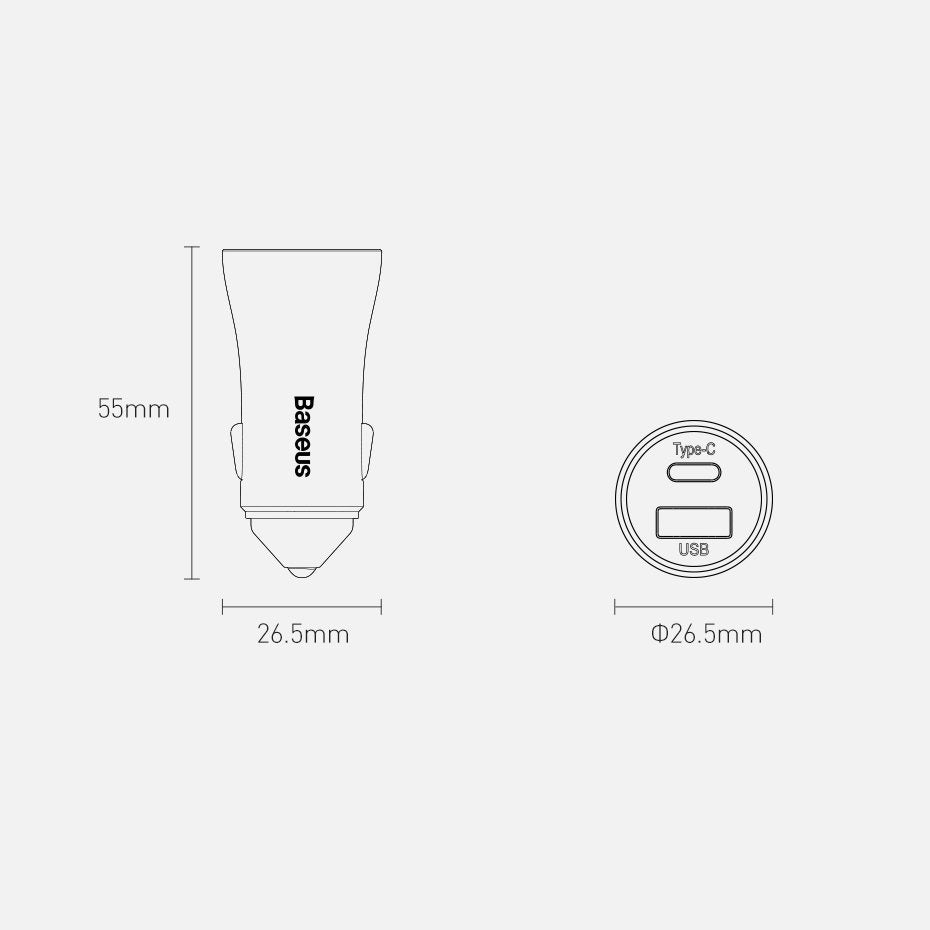 Ładowarka Baseus Golden Contactor Pro do samochodu USB-C / USB-A 40W PD QC 4+ SCP FCP AFC + kabel
