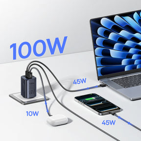 Ładowarka Baseus PicoGo AE11 100W 2xUSB-C 1xUSB-A - czarna
