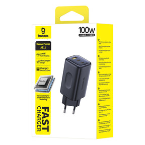 Ładowarka Baseus PicoGo AE11 100W 2xUSB-C 1xUSB-A - czarna