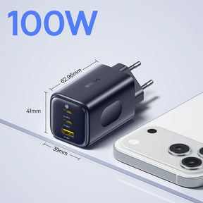 Ładowarka Baseus PicoGo AE11 100W 2xUSB-C 1xUSB-A - czarna