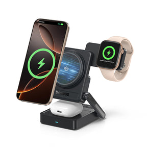 Baseus PicoGo AF21 Ładowarka bezprzewodowa 3w1 Qi2.2 35W z zasilaczem EU 45W i kablem USB-C 1m