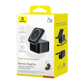 Baseus MagPro 3w1 25W Ładowarka indukcyjna kompatybilna z MagSafe do telefonu i smartwatcha