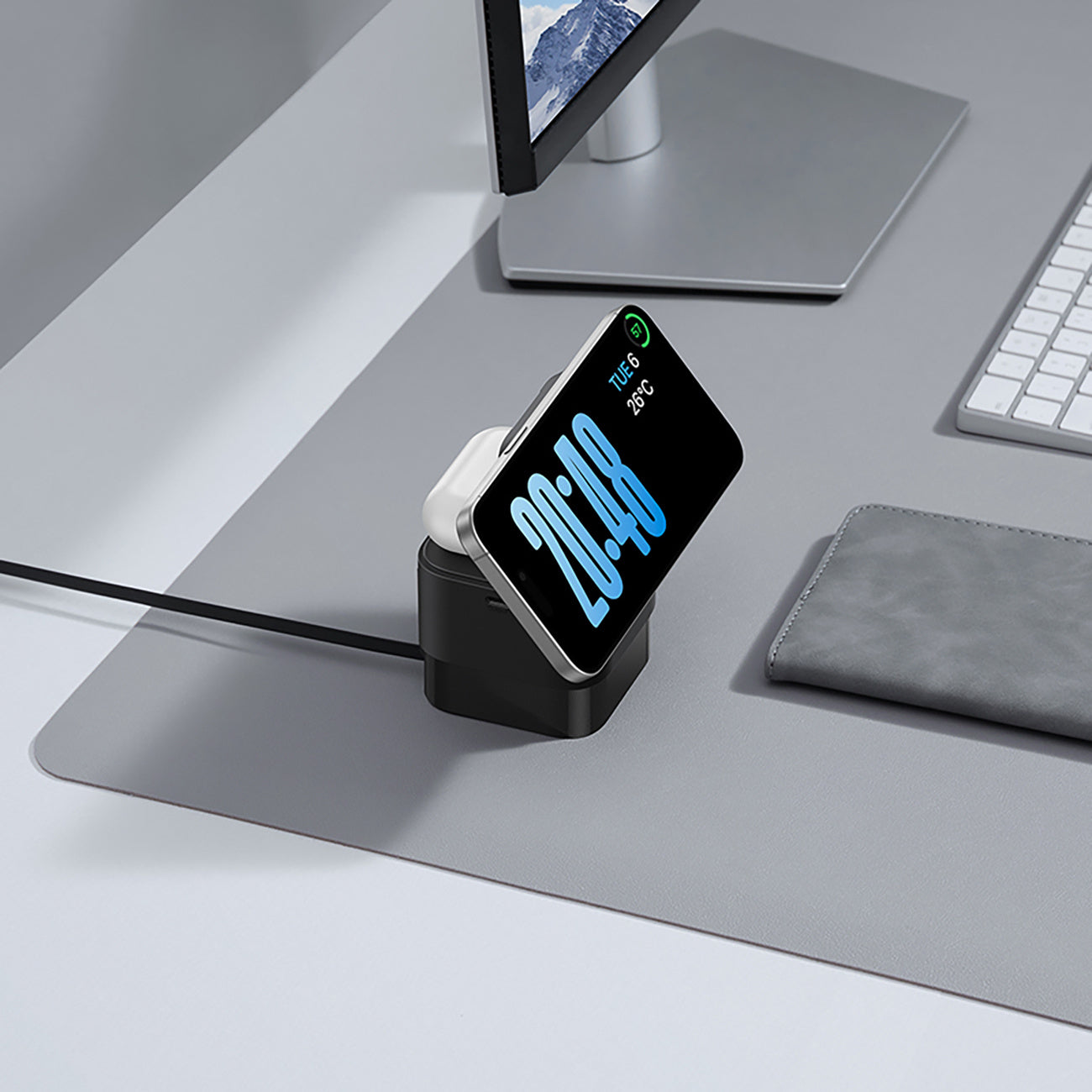 Baseus MagPro 3w1 25W Ładowarka indukcyjna kompatybilna z MagSafe do telefonu i smartwatcha