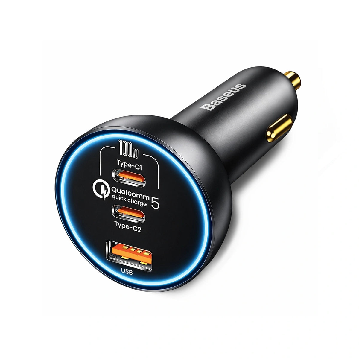 Ładowarka samochodowa Baseus 160W z technologią Qualcomm® Quick Charge™ 5 2x USB-C + 1x USB-A