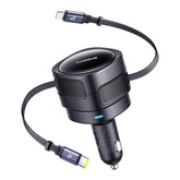 Baseus Enjoyment Max Ładowarka samochodowa 60W ze zwijanymi kablami USB-C i Lightning