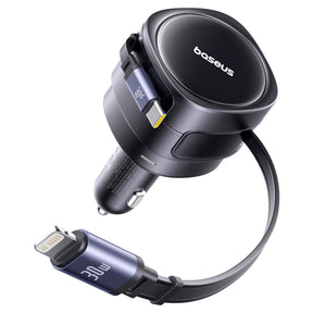 Baseus Enjoyment Max Ładowarka samochodowa 60W ze zwijanymi kablami USB-C i Lightning