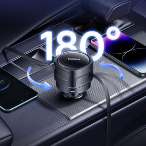 Baseus Enjoyment Max Ładowarka samochodowa 60W ze zwijanymi kablami USB-C i Lightning