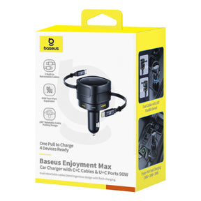 Baseus Enjoyment Max Ładowarka samochodowa 90W 2 x kabel USB-C + USB-A + USB-C