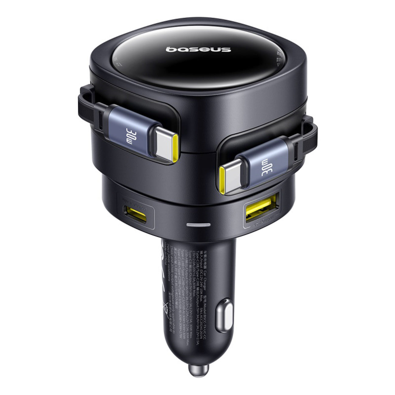 Baseus Enjoyment Max Ładowarka samochodowa 90W 2 x kabel USB-C + USB-A + USB-C