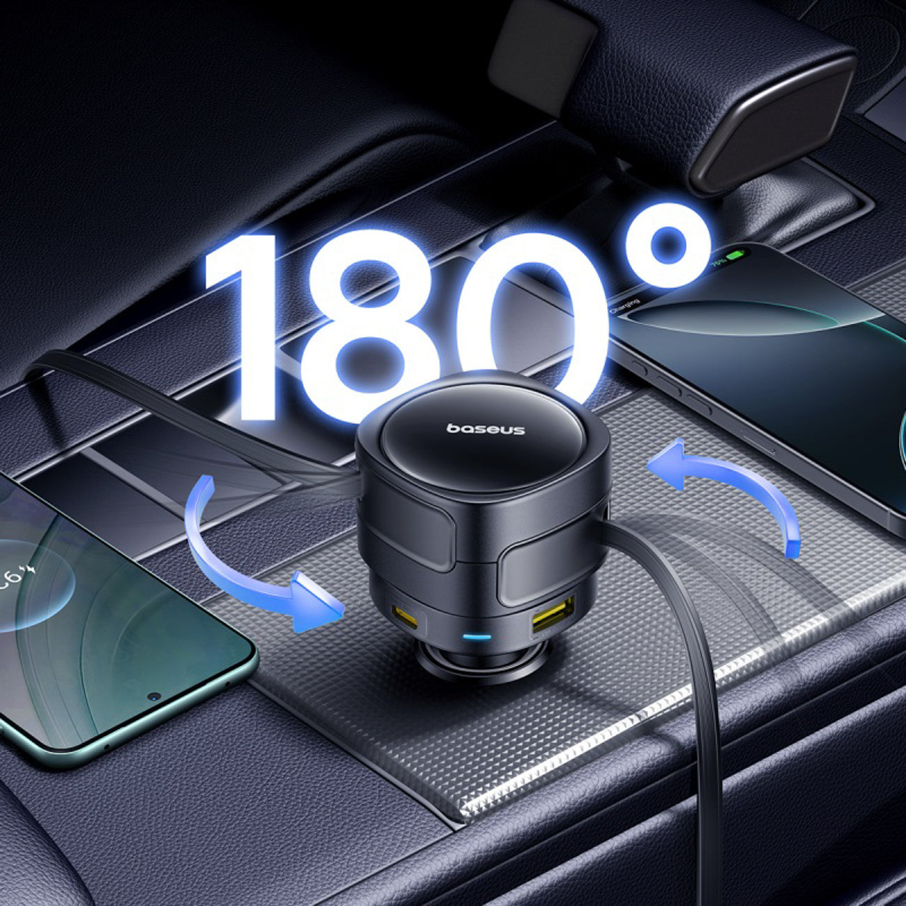 Baseus Enjoyment Max Ładowarka samochodowa 90W 2 x kabel USB-C + USB-A + USB-C