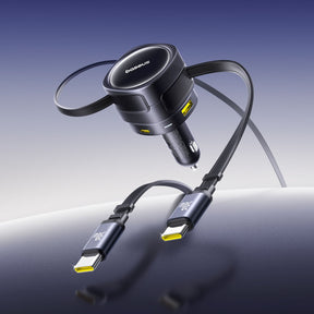 Baseus Enjoyment Max Ładowarka samochodowa 90W 2 x kabel USB-C + USB-A + USB-C