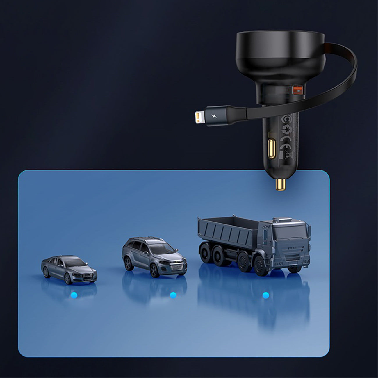 Ładowarka samochodowa Baseus Enjoyment Pro 55W USB-A ze zwijanym kablem Lightning - czarna
