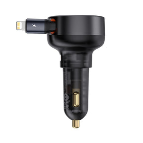 Baseus Enjoyment Pro 55W Ładowarka samochodowa USB-A ze zwijanym kablem Lightning