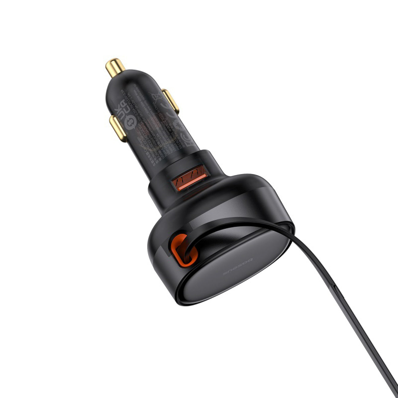 Baseus Enjoyment Pro 55W Ładowarka samochodowa USB-A ze zwijanym kablem Lightning