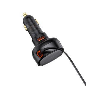 Baseus Enjoyment Pro 55W Ładowarka samochodowa USB-A ze zwijanym kablem Lightning