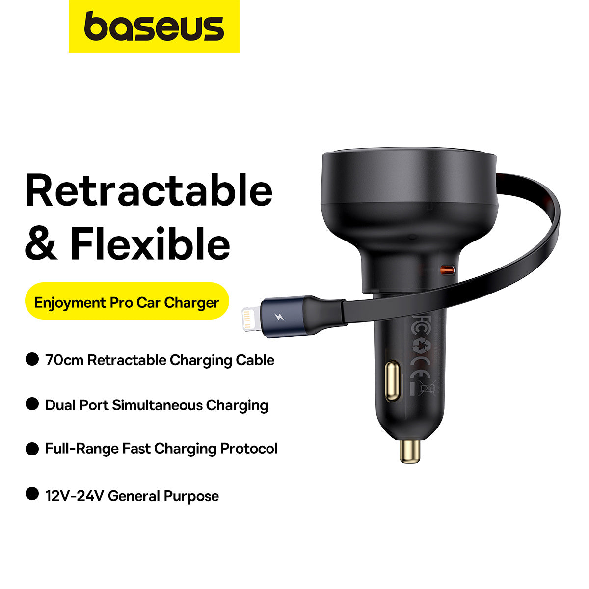 Baseus Enjoyment Pro Ładowarka samochodowa USB-C / Lightning 60W